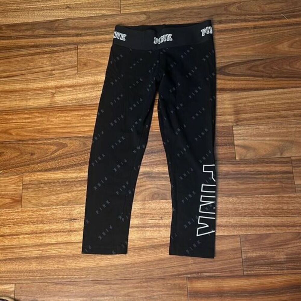Victorias secret pink logo aop yoga leggings workout pants‎ black & white